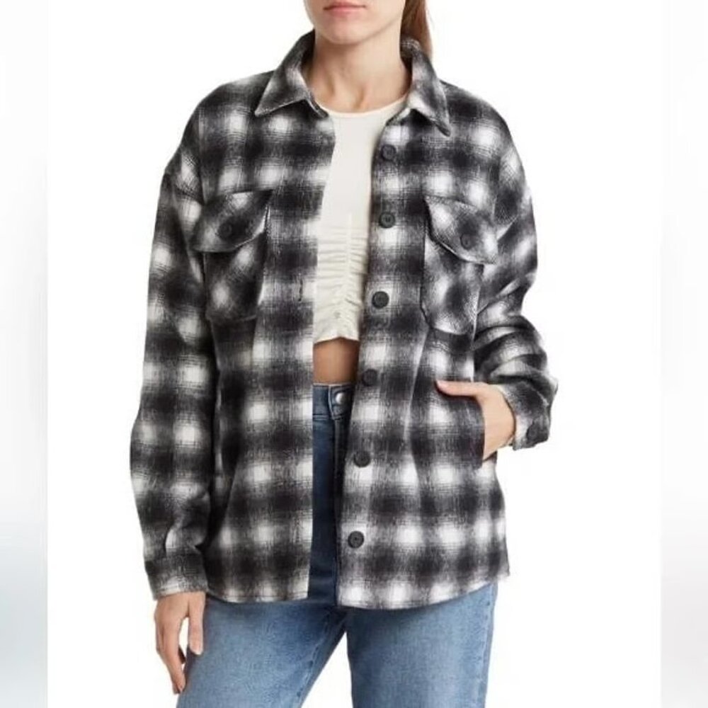 Thread & Supply gray plaid women's shirt jacket, size M